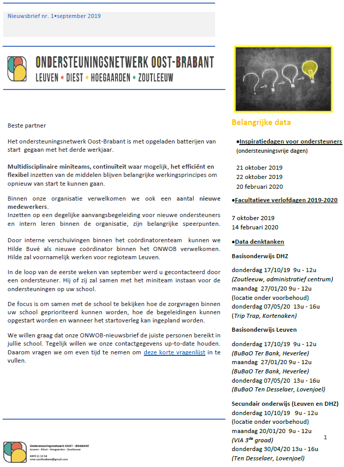 Nieuwsbrief 1 ONWOB